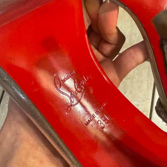 CHRISTIAN LOUBOUTIN Optisling 100mm Glitter Slingback Open Toe Heels 39 - Picture 9 of 9